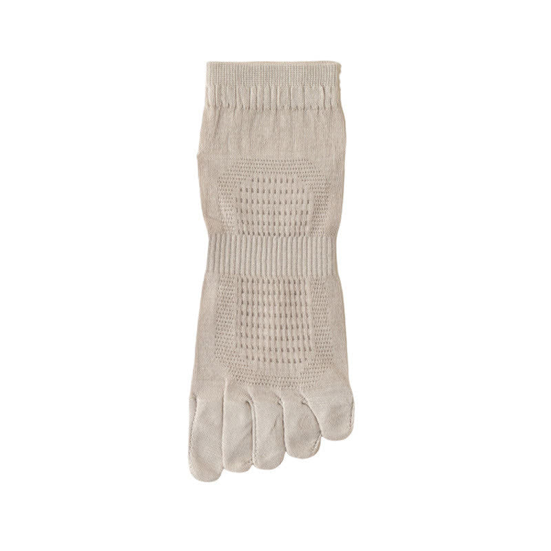 Pure Cotton Mesh Five-toe Ankle Socks(3 Pairs) - Khaki - EU39-45(US6-11) - image 7