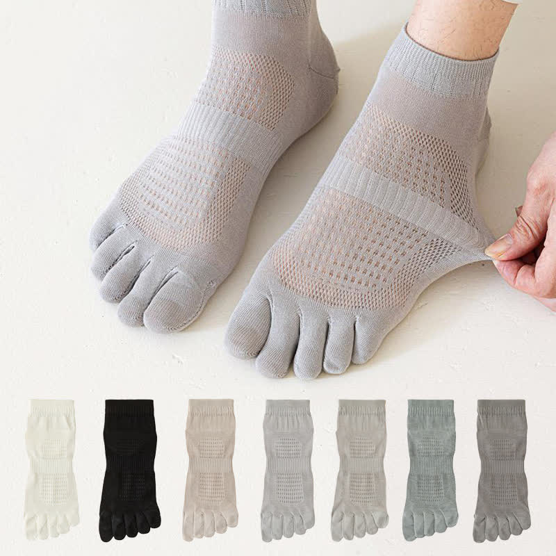 Pure Cotton Mesh Five-toe Ankle Socks(3 Pairs) - image 0