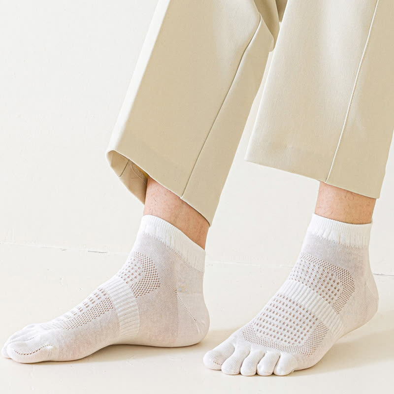 Pure Cotton Mesh Five-toe Ankle Socks(3 Pairs) - image 4