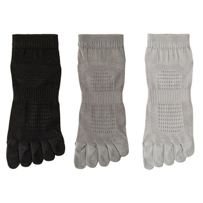 Pure Cotton Mesh Five-toe Ankle Socks(3 Pairs) - Black+Light Gray+Dark Grey - EU39-45(US6-11) - image 1