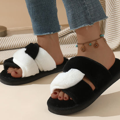 Plus Size Non-slip Plush Cross Band Slippers - image 10