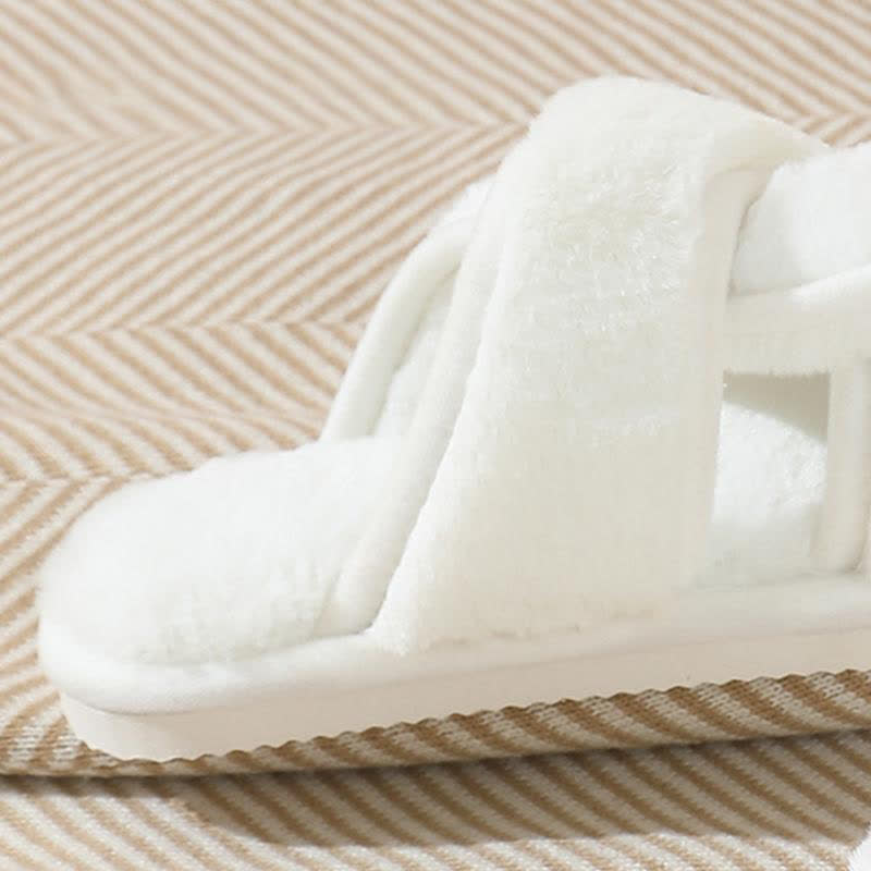 Plus Size Non-slip Plush Cross Band Slippers - image 7