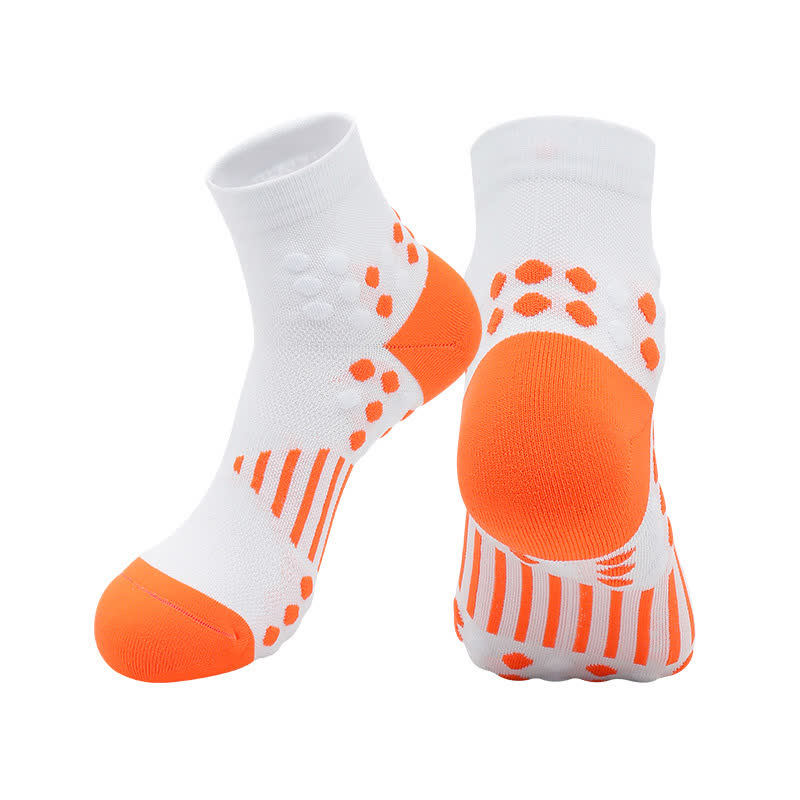 Cycling Ankle Compression Socks with Targeted Support(4 Pairs) - White&Orange - EU39-44(US6-10) - image 4