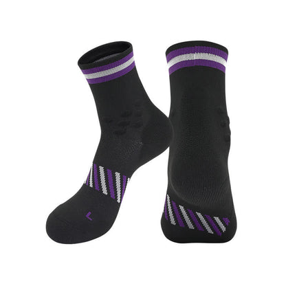 Breathable Sports Cycling Quarter Compression Socks(4 Pairs) - Black&Purple - EU39-44(US6-10) - image 7