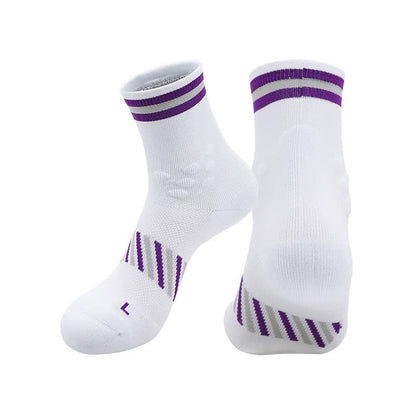 Breathable Sports Cycling Quarter Compression Socks(4 Pairs) - White&Purple - EU39-44(US6-10) - image 0