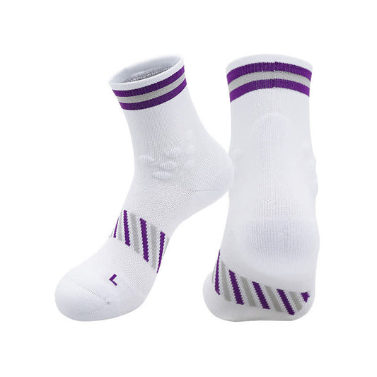 Breathable Sports Cycling Quarter Compression Socks(4 Pairs) - White&Purple - EU39-44(US6-10) - image 0