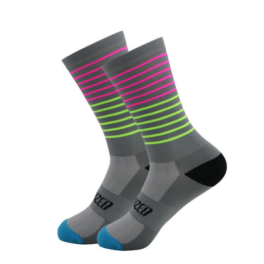 Stripe Print Cycling Quarter Compression Socks(4 Pairs) - image 0