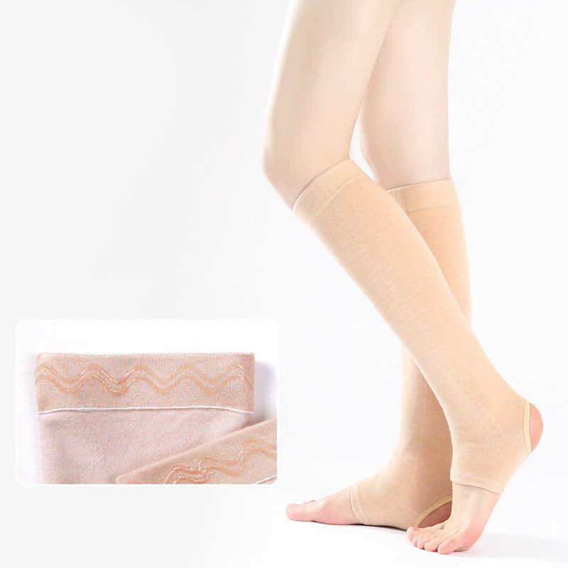Pure Cotton Calf Sleeves with Non-slip Silicone Grip - Nude - XL - image 3