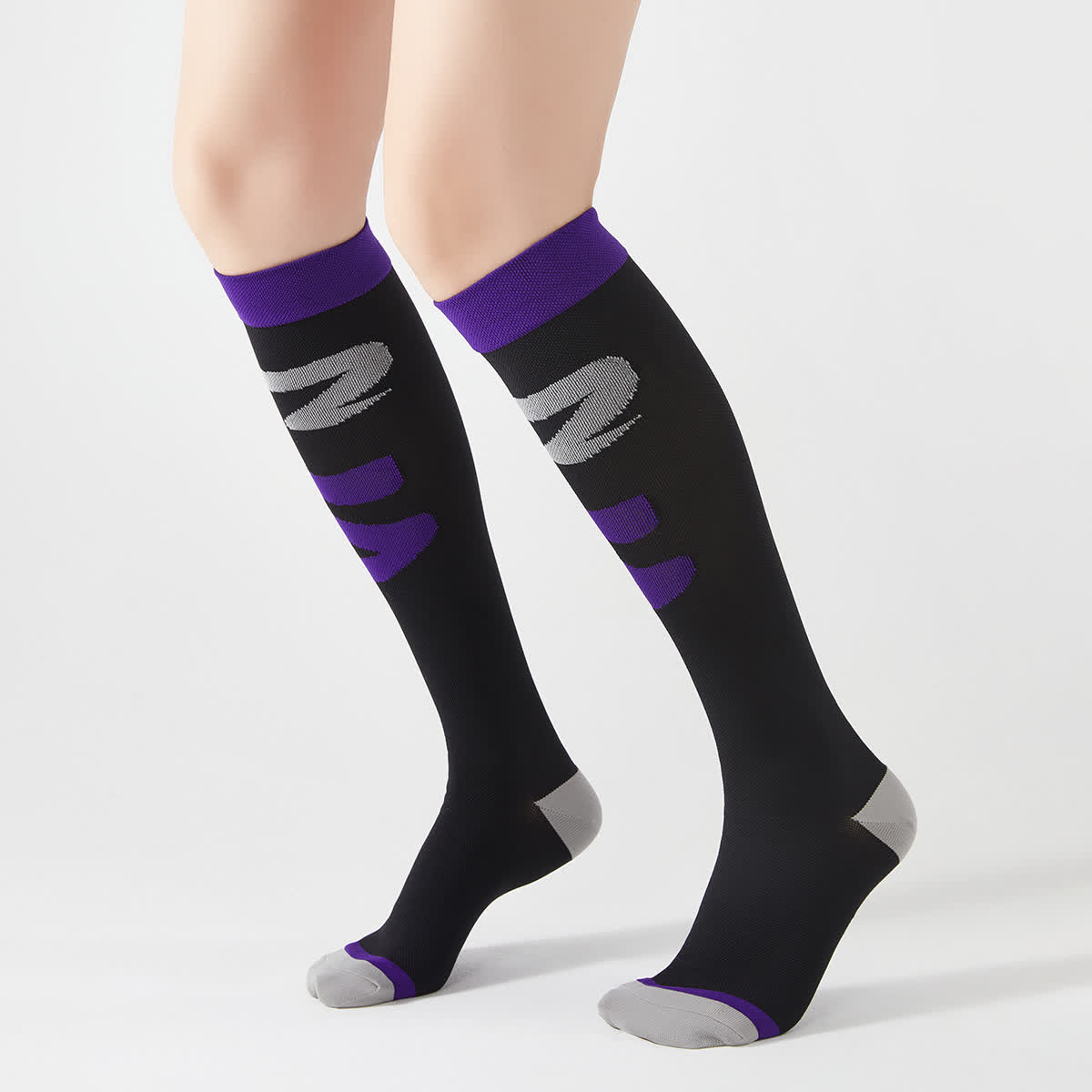 Colorblock Compression Knee High Socks(3 Pairs) - Black - EU37-42(US4-8.5) - image 2