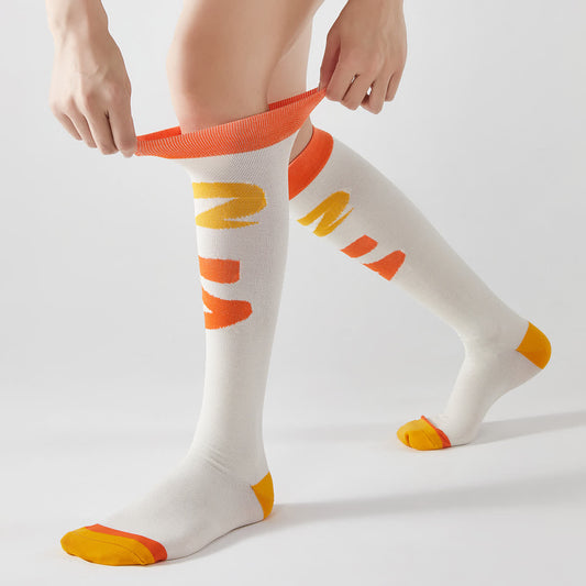 Colorblock Compression Knee High Socks(3 Pairs) - White - EU37-42(US4-8.5) - image 0