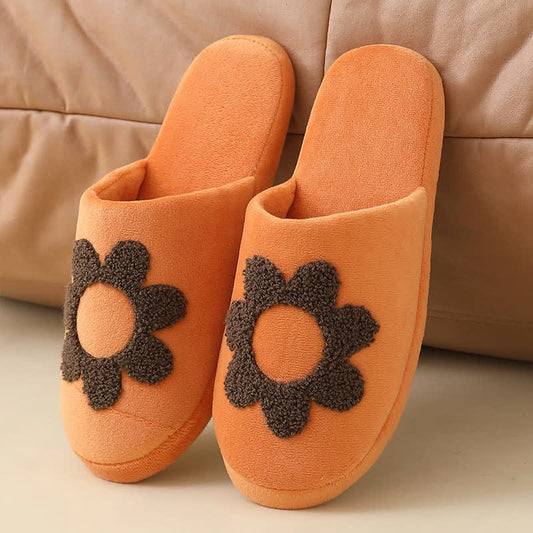 Plus Size Cute Floral Print Slippers - Orange - EU42-43(US8.5-9) - image 0