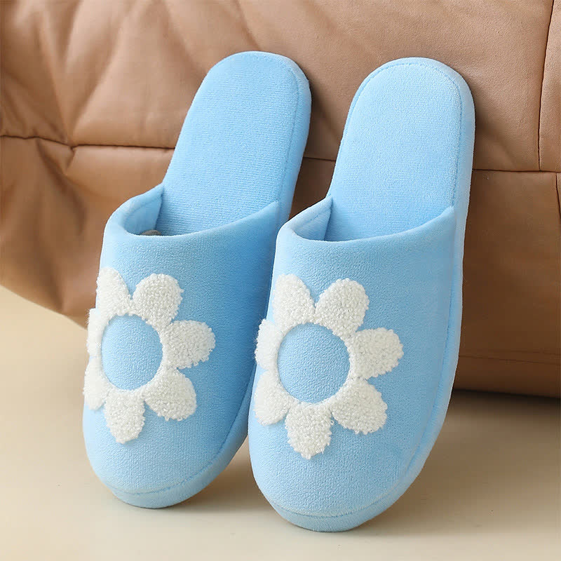 Plus Size Cute Floral Print Slippers - Blue - EU42-43(US8.5-9) - image 9