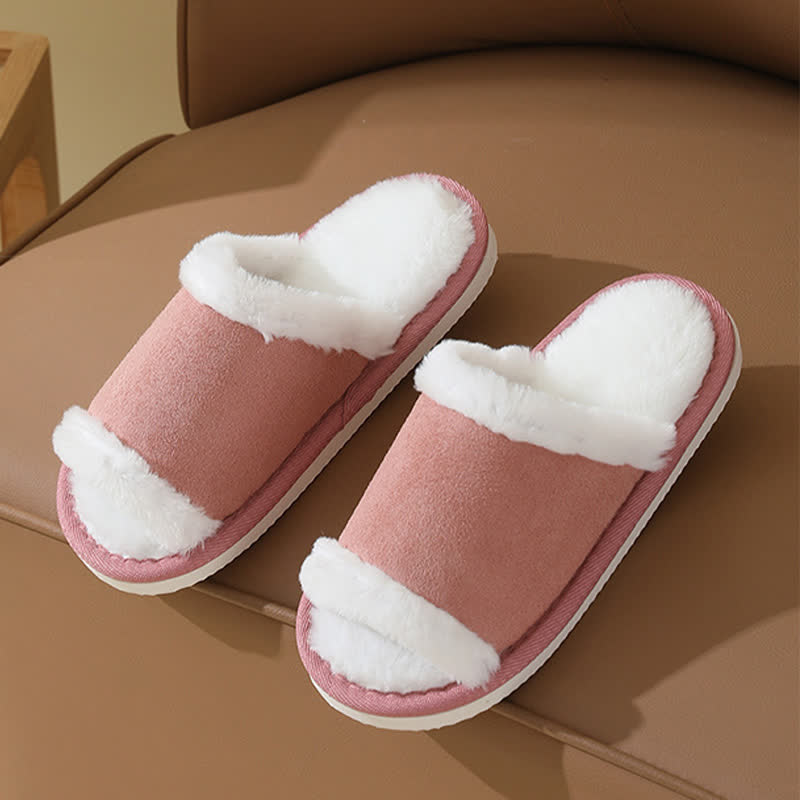 Suede Slippers with Fur Trim - Pink - EU42-43(US8.5-9) - image 3