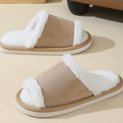 Suede Slippers with Fur Trim - Khaki - EU42-43(US8.5-9) - image 9