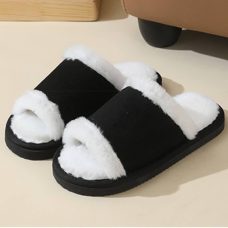 Suede Slippers with Fur Trim - Black - EU42-43(US8.5-9) - image 5