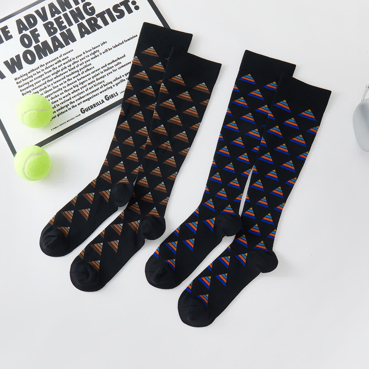 Geometric Graphic Compression Knee High Socks(5 Pairs) - image 3