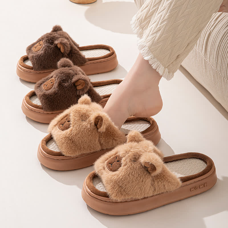 Open-Toe Plush Animal Slippers - image 1