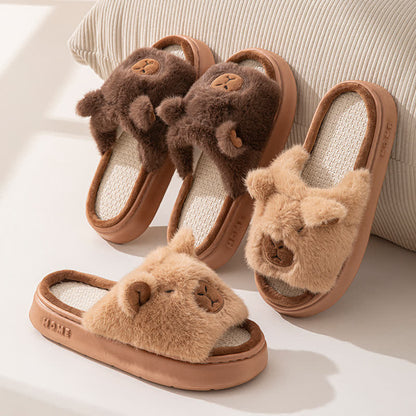 Open-Toe Plush Animal Slippers - image 2