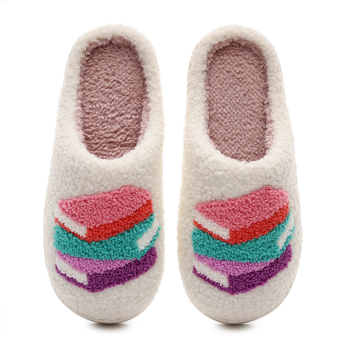 Plus Size Book Print Slippers - White - EU44-45(US10-11) - image 1