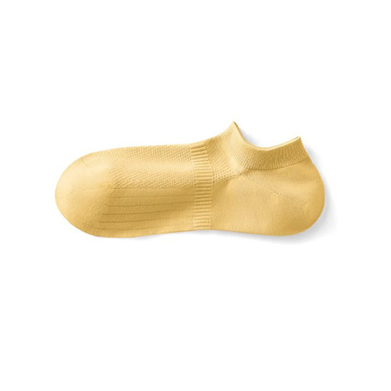 Cotton Sweat-wicking Mesh Breathable No Show Socks(7 Pairs) - Yellow - EU39-44(US6-10) - image 9