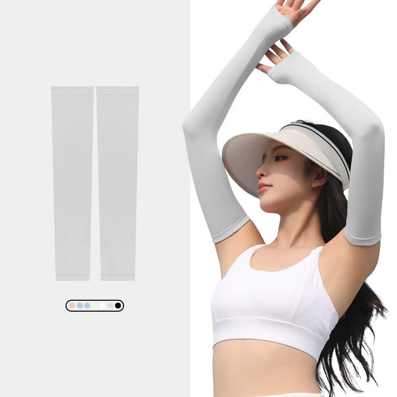 Outdoor Sports Sun Protection Ice Silk Arm Sleeves - Grey - XL - image 9