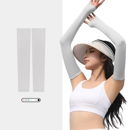 Outdoor Sports Sun Protection Ice Silk Arm Sleeves - Grey - XL - image 9