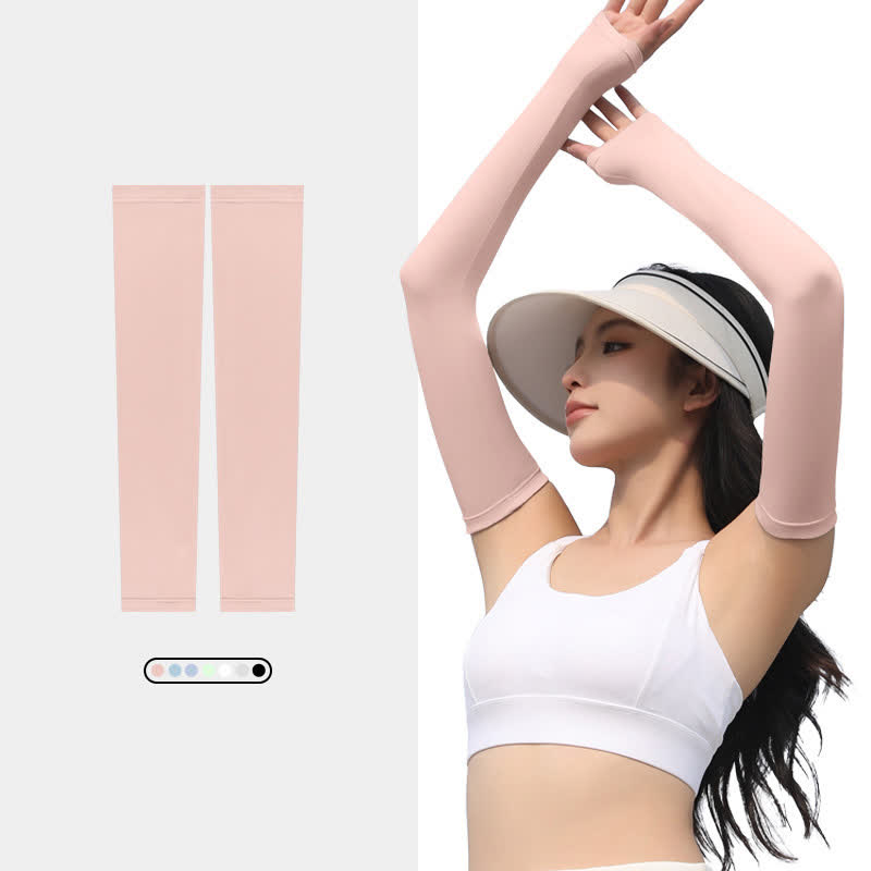 Outdoor Sports Sun Protection Ice Silk Arm Sleeves - Pink - XL - image 4