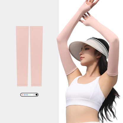 Outdoor Sports Sun Protection Ice Silk Arm Sleeves - Pink - XL - image 4