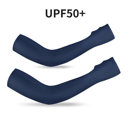 Finger Loop Sun Protection Arm Sleeves - Dark Blue - XXL - image 12