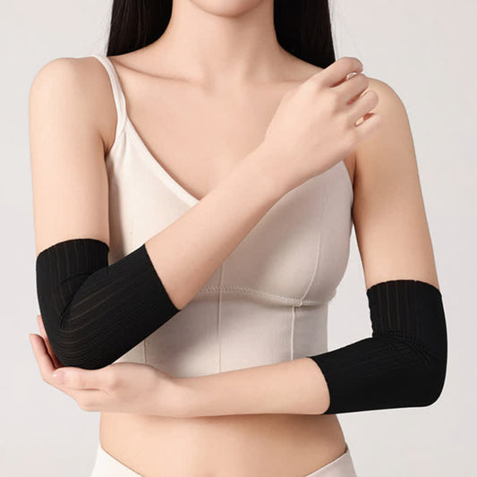 Seamless Ice Silk Arm Sleeves(2 Pairs) - Black - XL - image 0