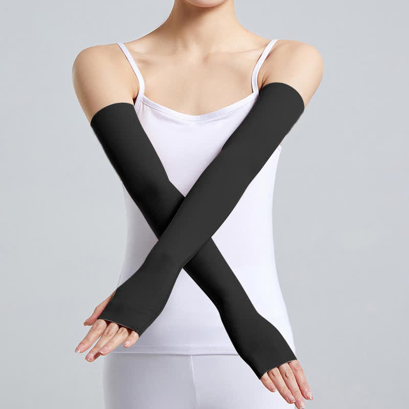 Long Modal Finger Loop Arm Sleeves(2 Pairs) - Black - XL - image 0