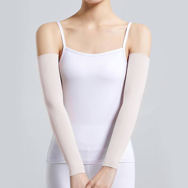 Long Modal Arm Sleeves(2 Pairs) - Beige - XL - image 4