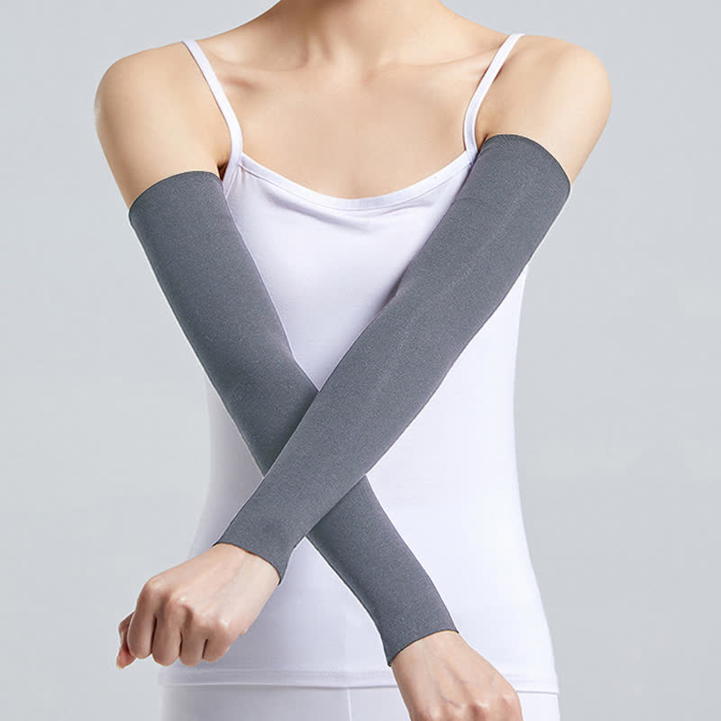 Long Modal Arm Sleeves(2 Pairs) - Dark Grey - XL - image 9