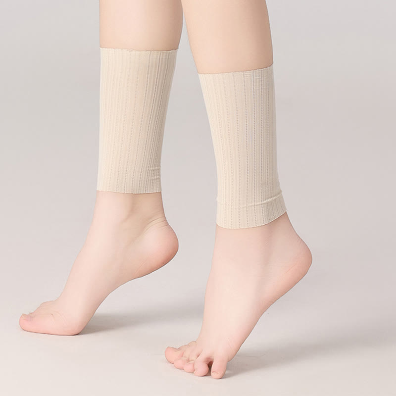 Wheat Jacquard Ice Silk Ankle Sleeves(2 Pairs) - Nude - XL - image 5