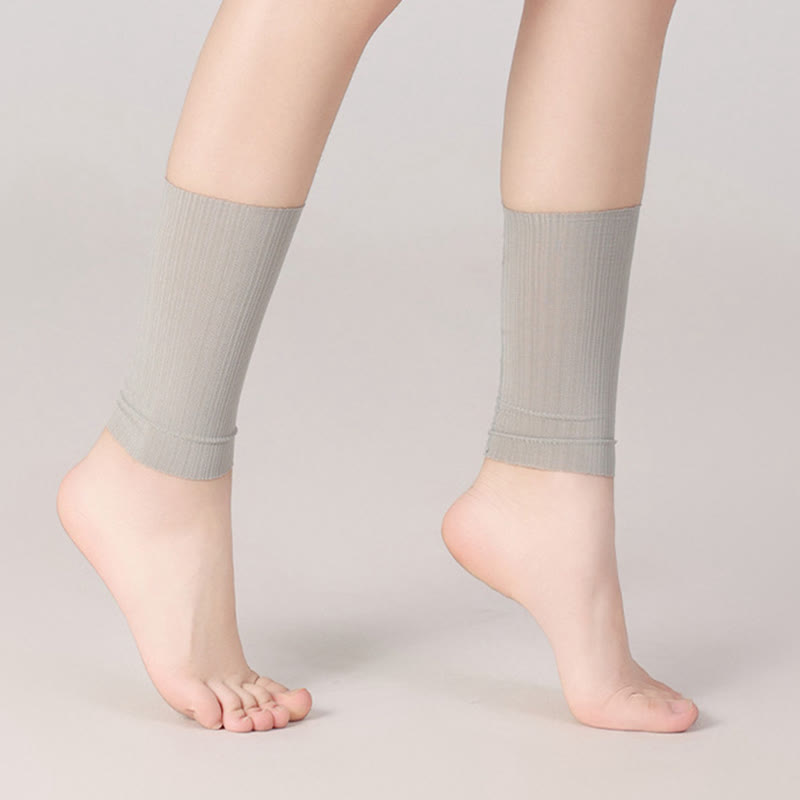 Wheat Jacquard Ice Silk Ankle Sleeves(2 Pairs) - Grey - XL - image 7