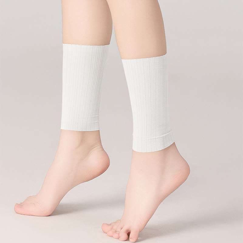Wheat Jacquard Ice Silk Ankle Sleeves(2 Pairs) - White - XL - image 4