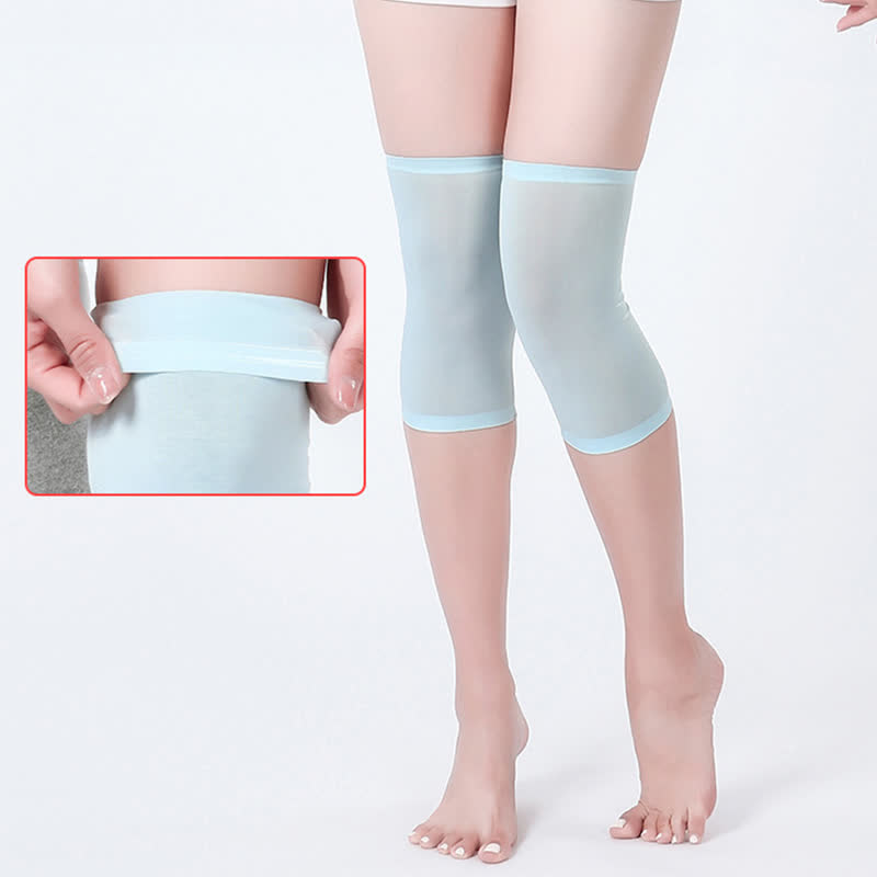 Non-slip Seamless Mulberry Silk Knee Sleeves - Blue - XL - image 2