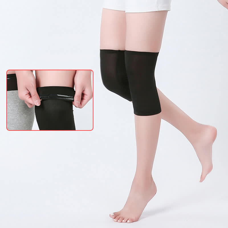 Non-slip Seamless Mulberry Silk Knee Sleeves - Black - XL - image 0