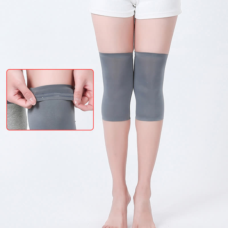 Non-slip Seamless Mulberry Silk Knee Sleeves - Grey - XL - image 4