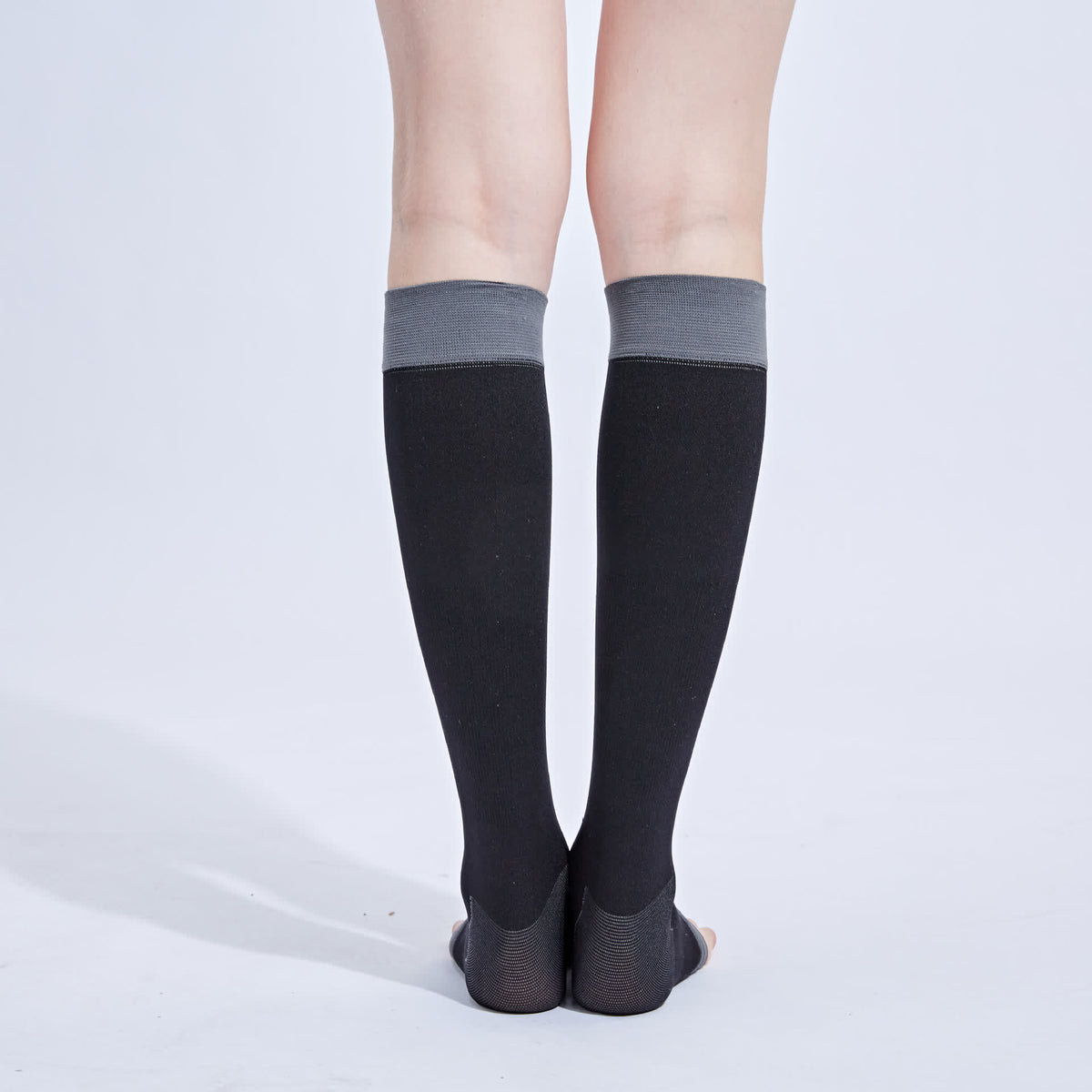 Black Open-toe Compression Knee-high Socks(3 Pairs) - image 4