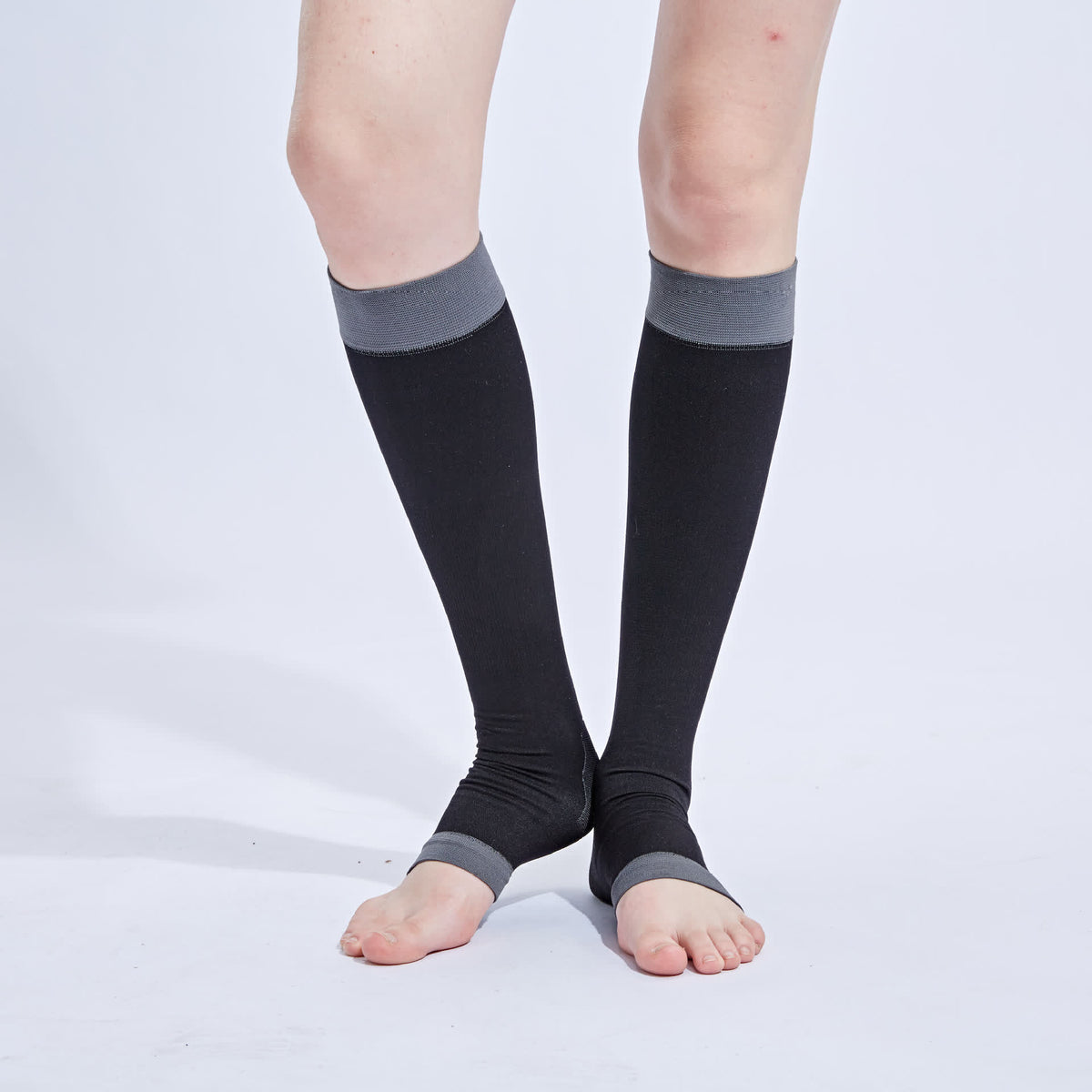 Black Open-toe Compression Knee-high Socks(3 Pairs) - image 0