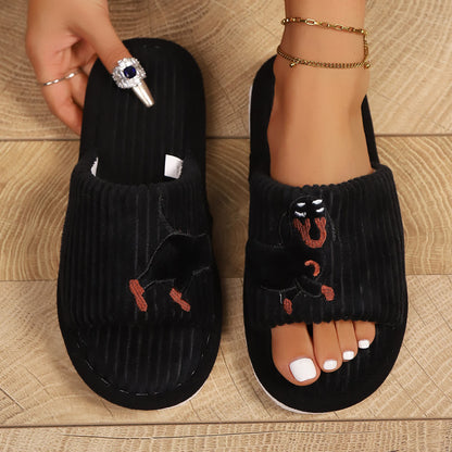 Plus Size Cute Dachshund Slippers - Black - EU43-44(US9-10) - image 1
