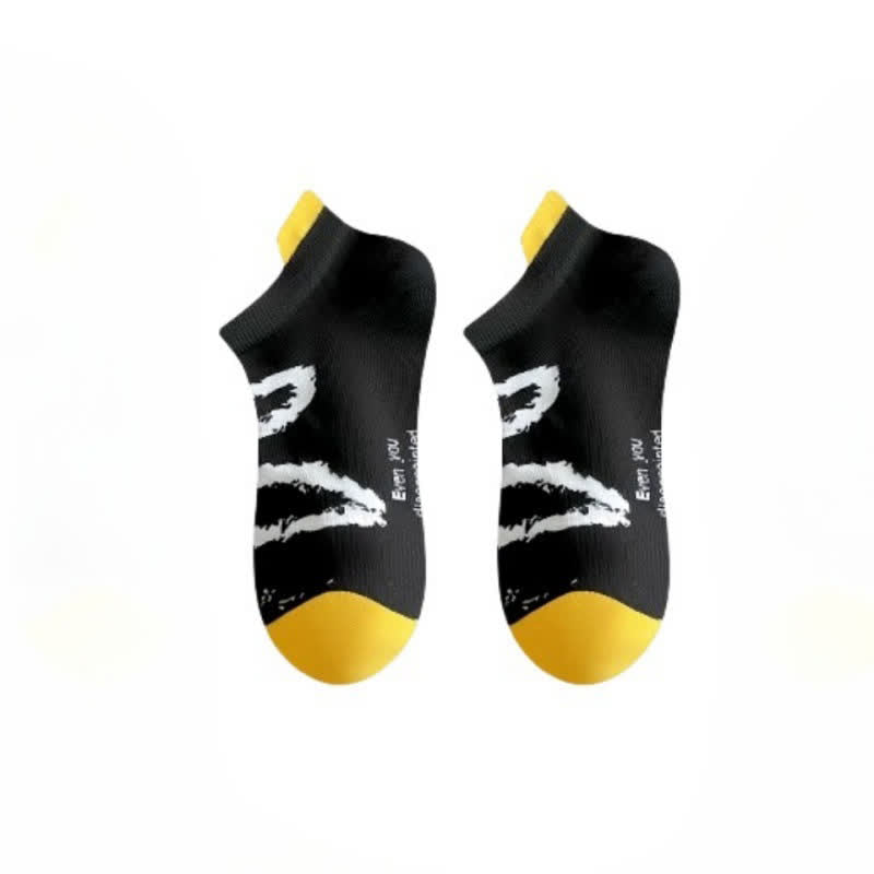 Plus Size Ink Brush Ankle Compression Socks(5 Pairs) - Black - EU36-44(US3-10) - image 4