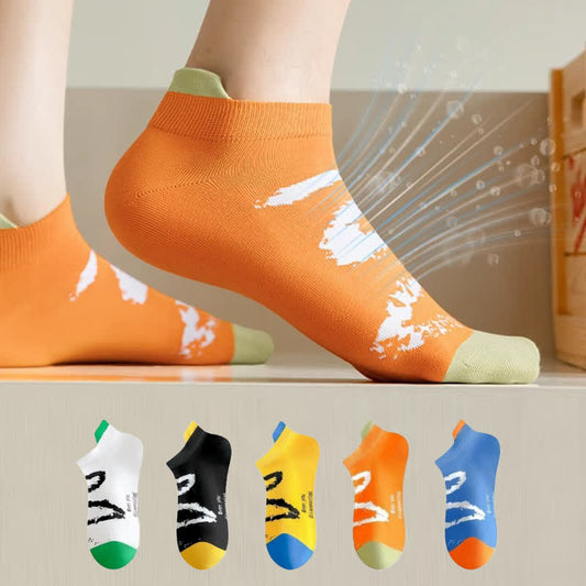 Plus Size Ink Brush Ankle Compression Socks(5 Pairs) - Multicolor - EU36-44(US3-10) - image 0