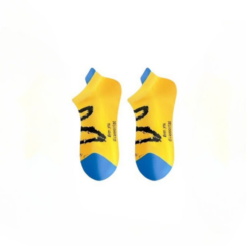 Plus Size Ink Brush Ankle Compression Socks(5 Pairs) - Yellow - EU36-44(US3-10) - image 5