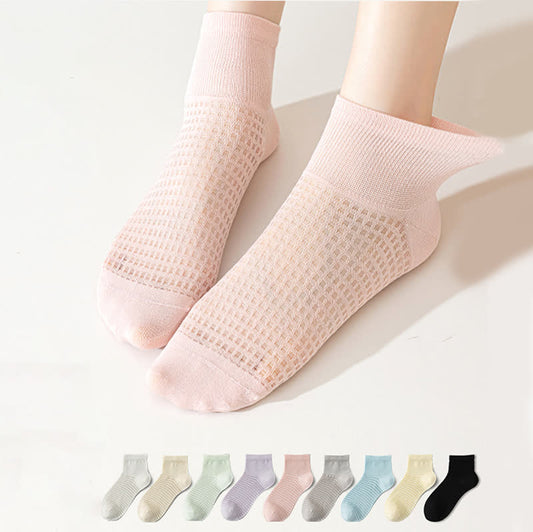 Mesh Breathable Mulberry Silk Ankle Socks(9 Pairs) - Multicolor - EU36-40(US3-7) - image 0