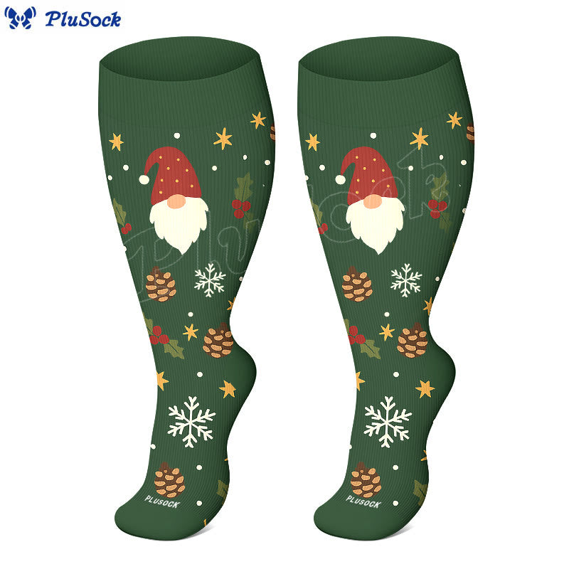 Plus Size Christmas Gnomes Birds Compression Socks(3 Pairs) - image 4