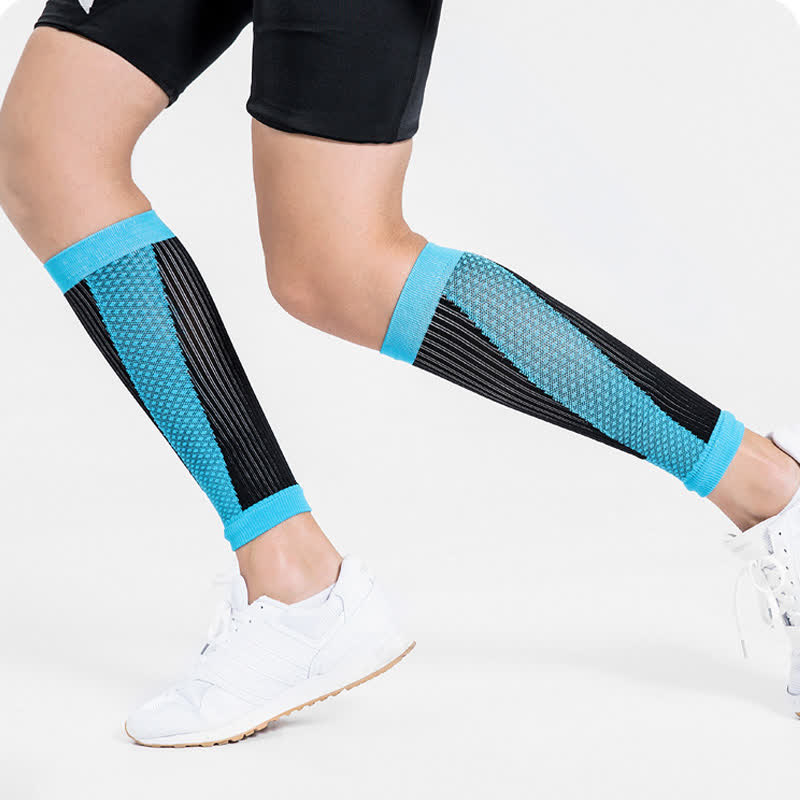Breathable Athletic Compression Calf Sleeve - Blue - L - image 5