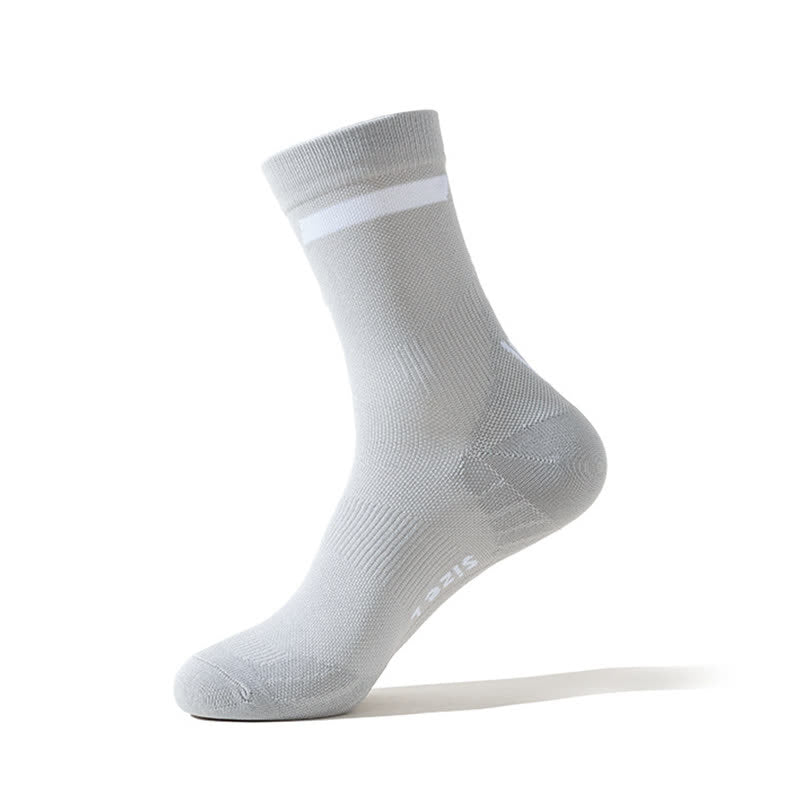 Color-block Cycling Quarter Compression Socks(7 Pairs) - Grey - EU39-43(US6-9) - image 7
