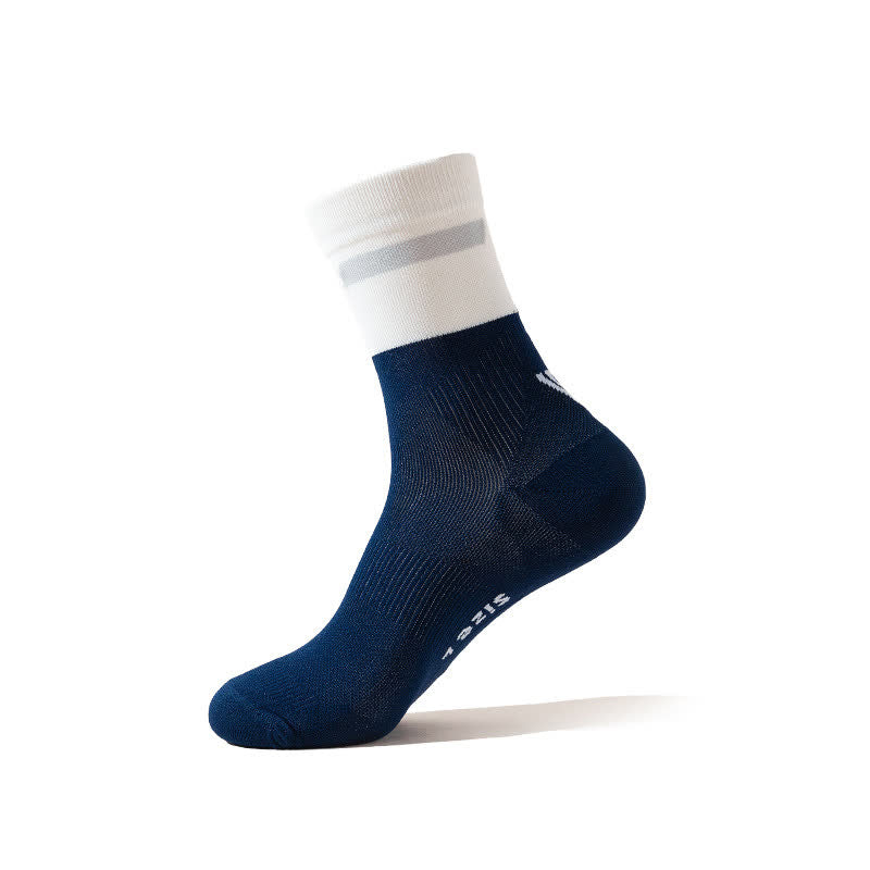 Color-block Cycling Quarter Compression Socks(7 Pairs) - Navy Blue - EU39-43(US6-9) - image 10